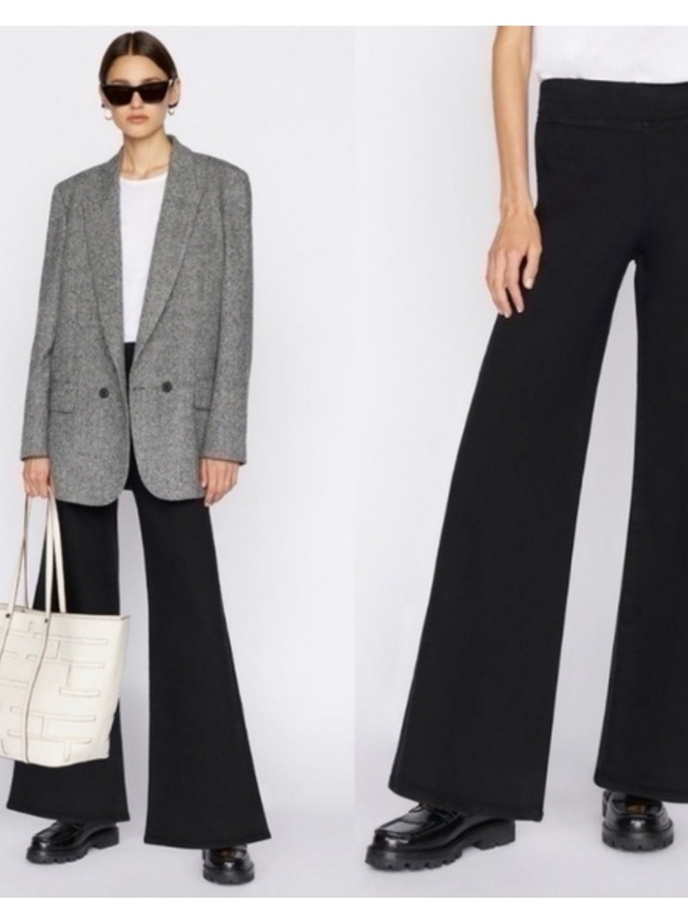 Frame Jet Set Wide-Leg Sheer Noir‎ pants size 1 / small